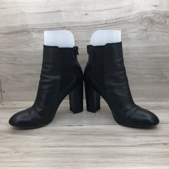 Sam Edelman Ankle Boots Womens 8.5 Case Chelsea Black Leather Slip On Heel Booti - Picture 7 of 9